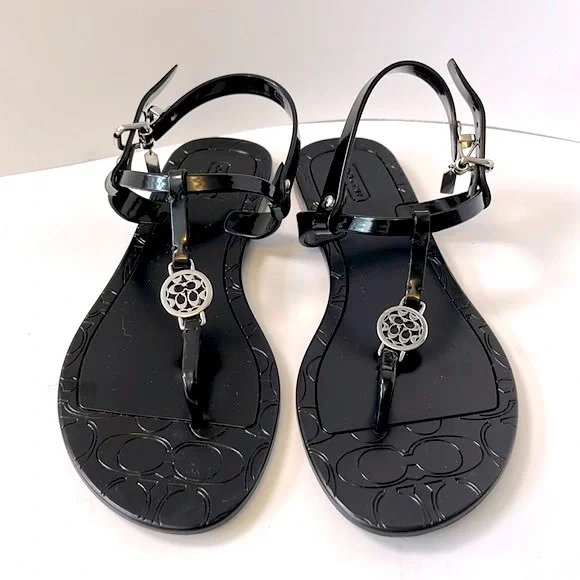 Coach 'Pansy' Logo T-strap Jelly Sandal, 7B - Picture 1 of 5